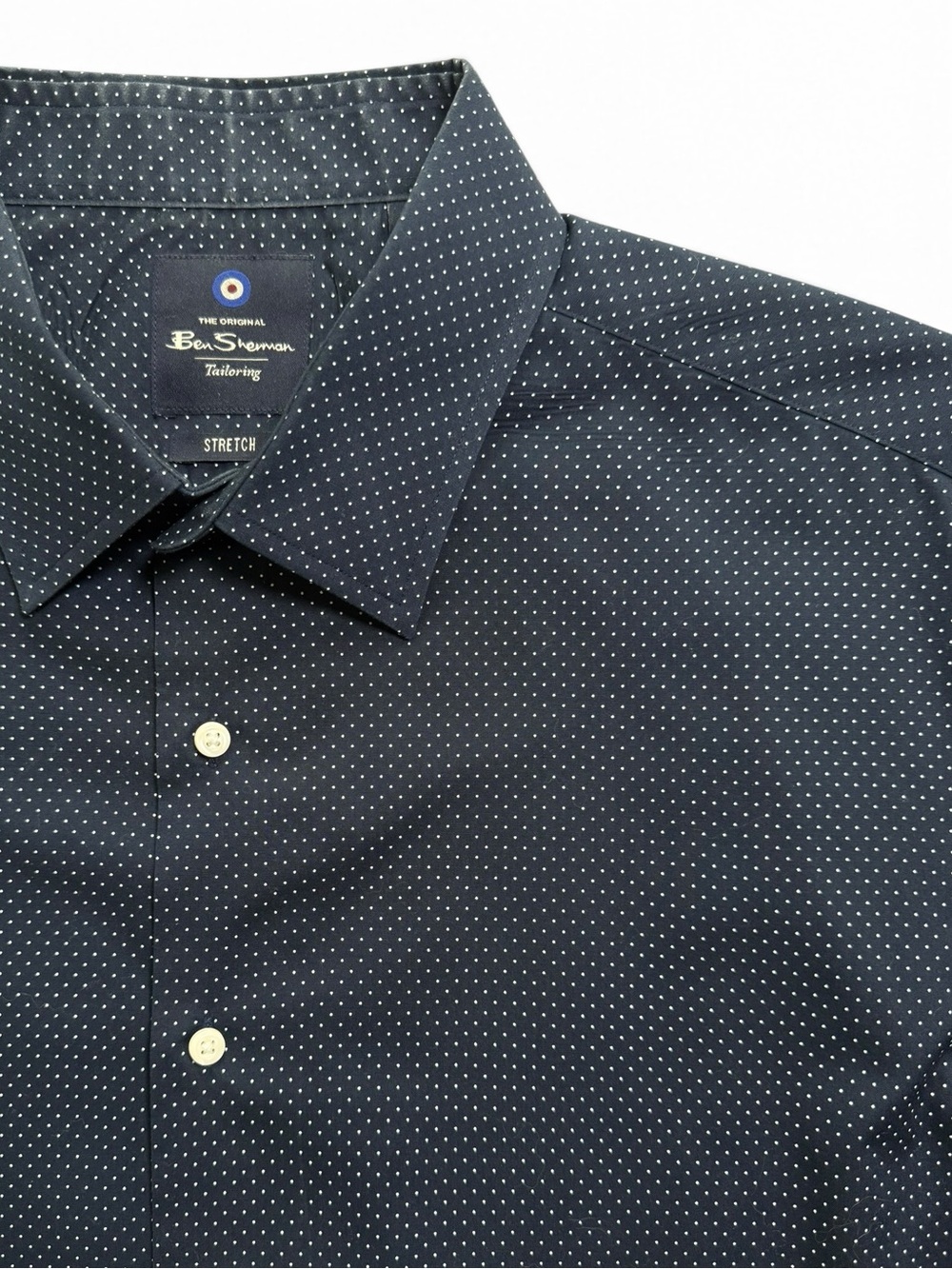 Ben Sherman Navy Blue Microdot Dress Shirt Men’s XL
